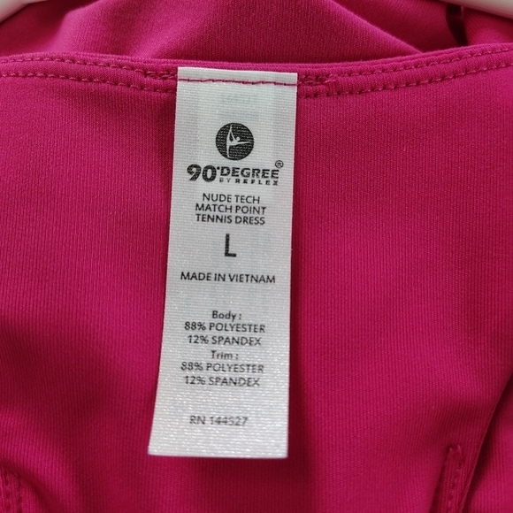 90 Degree by Reflex Pink Peacock Nude Tech Tennis Dress L - Picture 7 of 10